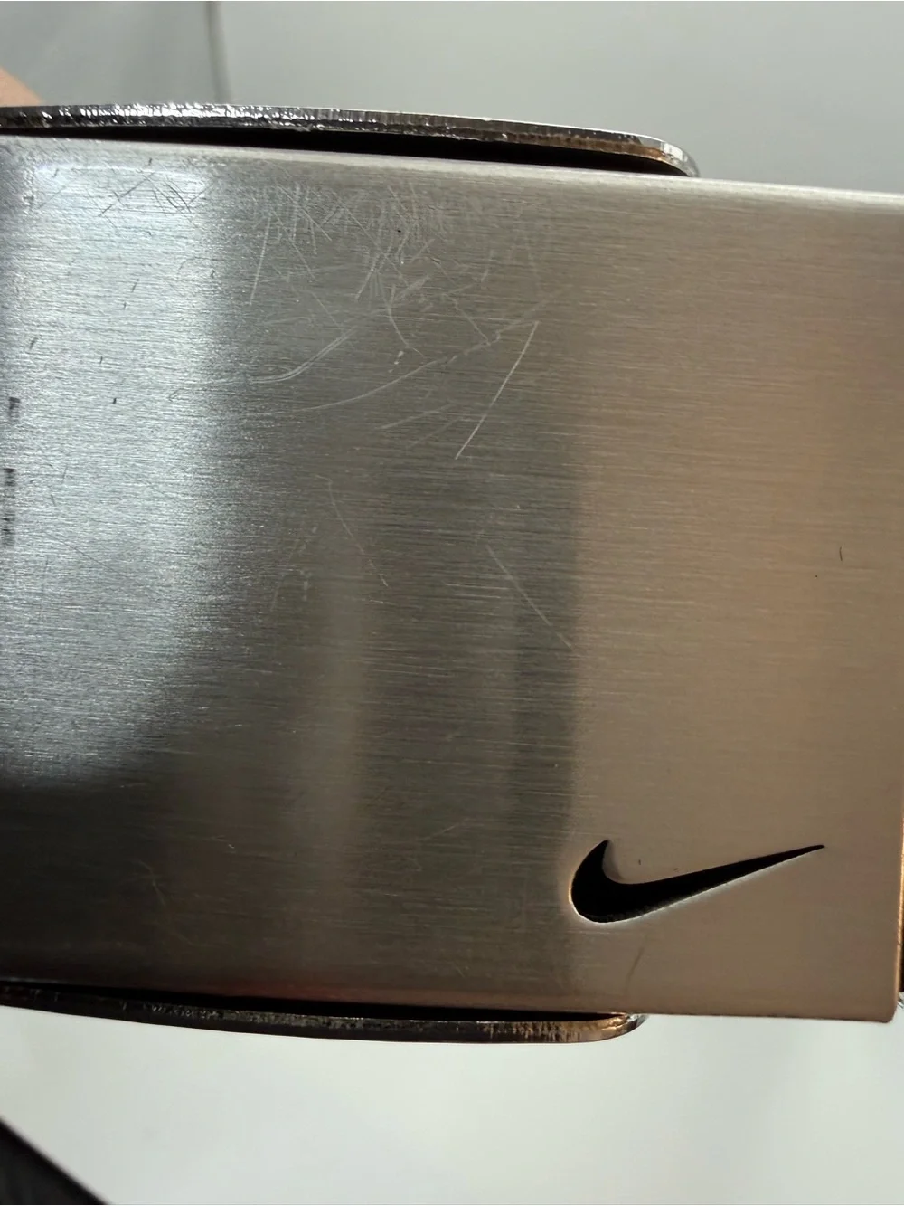 Nike Black Web Belt Silver Swoosh Plaque Buckle Adjustable One Size DS5022